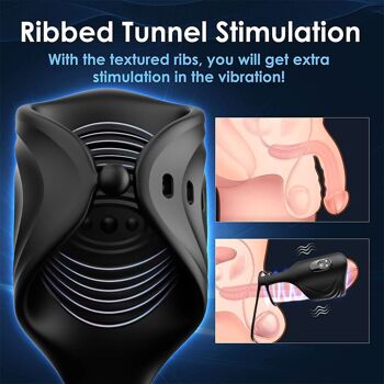 Stroker manuel avec stimulation tunnel nervuré - noir 3