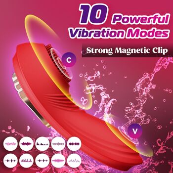 Vibromasseur culotte portable avec clip magnétique puissant - Rouge 5
