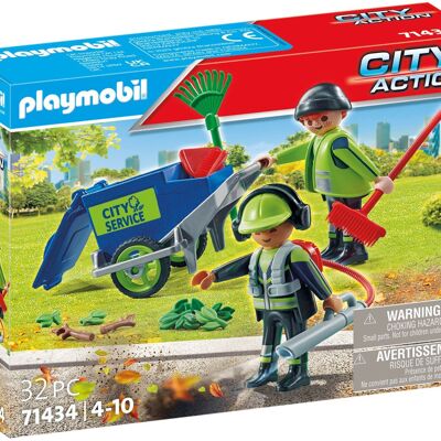 Playmobil 71434 - Agentes y Equipos de Mantenimiento de Carreteras
