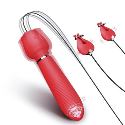 Rose clitoral vibrator with vibration and nipple mode