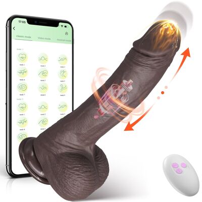 Realistic dildo vibrator with thrusting and vibration patterns