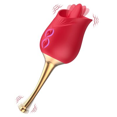 Vibrating and licking rose toy