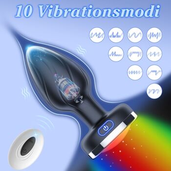 Plug anal télécommandé 10 modes de vibration avec lumière LED 3