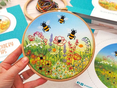 Bees and Wildflower Meadow Embroidery Kit