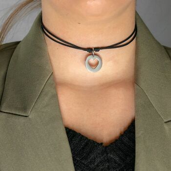 Collier cordon Pampille ajourée coeur 1