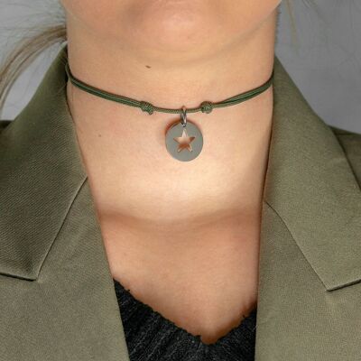 Star openwork tassel cord necklace