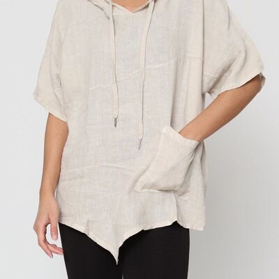 Linen hooded blouse REF. 3833