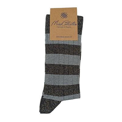 Miss Brilli Brilli Striped Gray-Black Low Cut Socks