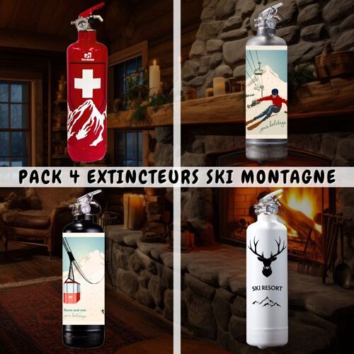Pack Hiver - 4 extincteurs spécial design Montagne et Ski