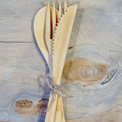 &Keep Posate in bambù: set coltello, forchetta e cucchiaio