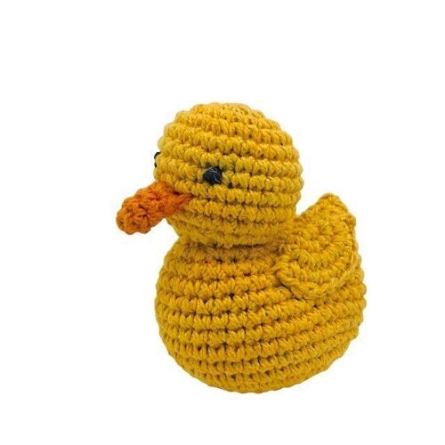 sustainable duck rattle yellow - organic cotton - toy - handmade in Nepal