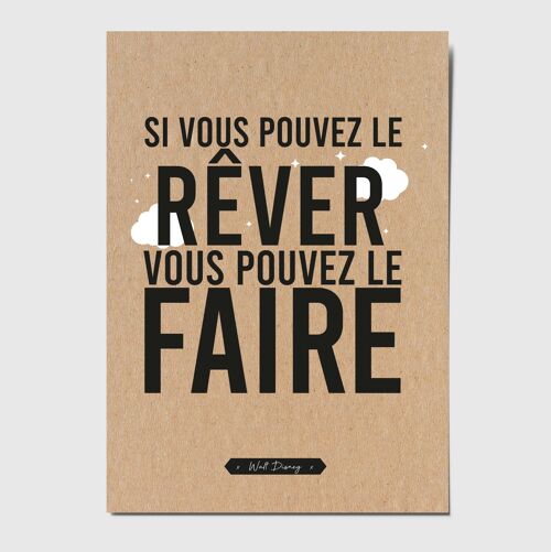 Carte postale citation "Si vous pouvez le rêver vous pouvez le faire"