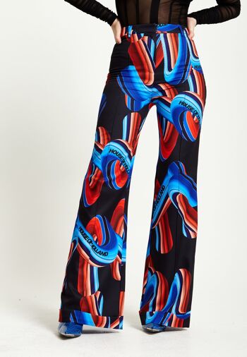 House Of Holland - Pantalon à imprimé abstrait - Noir, rouge et bleu 2