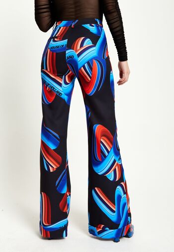 House Of Holland - Pantalon à imprimé abstrait - Noir, rouge et bleu 3