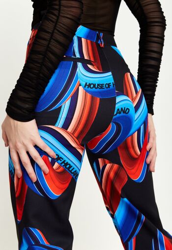 House Of Holland - Pantalon à imprimé abstrait - Noir, rouge et bleu 4