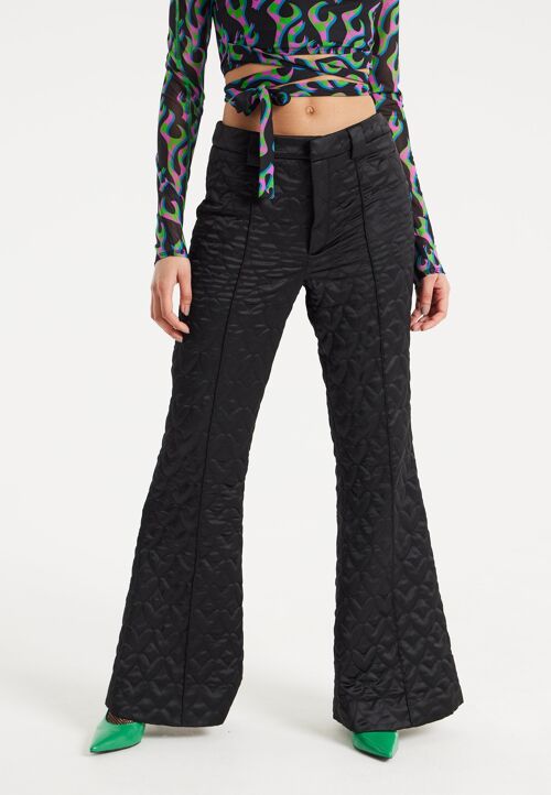 House Of Holland Heart Quilted Trousers In Black