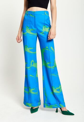 House Of Holland - Pantalon à imprimé marbré - Bleu et vert 1