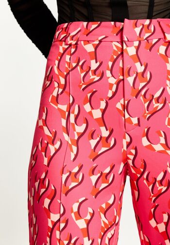 House Of Holland - Pantalon évasé aux couleurs contrastées avec flammes roses 5