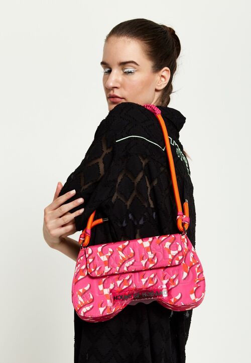 House Of Holland Saddle Pink Flame Bag With Quilted Logo