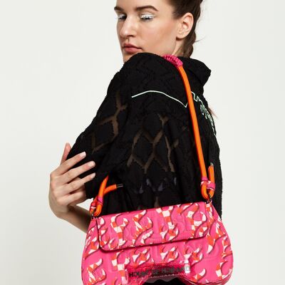 House Of Holland Saddle Pink Flame Bag With Quilted Logo
