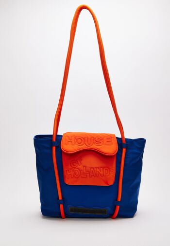 House Of Holland - Cabas avec logo matelassé - Orange et bleu royal 3