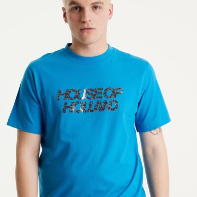 T-shirt con stampa transfer blu elettrico di House Of Holland