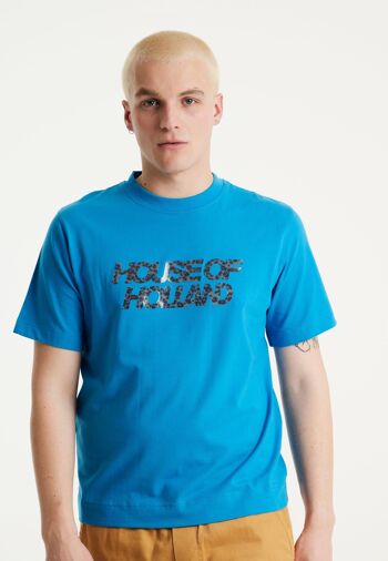 T-shirt imprimé par transfert bleu électrique House Of Holland 1