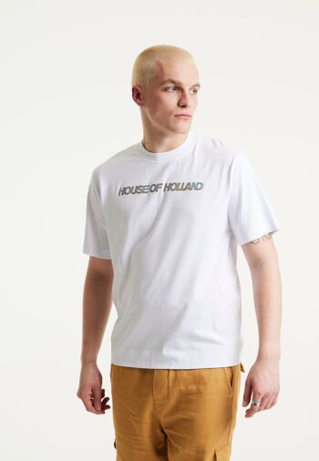 House Of Holland - T-shirt holographique imprimé par transfert arc-en-ciel - Blanc 4