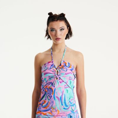 House Of Holland Heart Printed Mini Jersey Dress In Pink