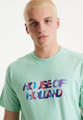 House Of Holland - T-shirt imprimé par transfert irisé - Bleu œuf 4