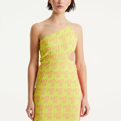 House Of Holland Printed Jersey Mini Dress In Contrast Colours