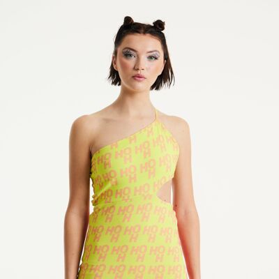 House Of Holland Printed Jersey Mini Dress In Contrast Colours