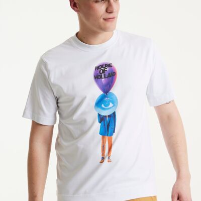 T-shirt imprimé numérique avec ballon blanc House of Holland