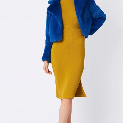 Cappotto corto in pelliccia sintetica blu