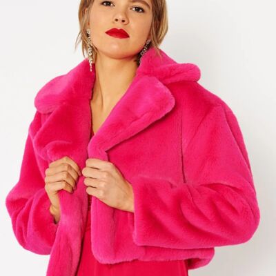 Veste rose en fausse fourrure