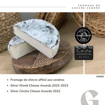 Fromage de Chèvre affiné aux CENDRES (500gr) - World Cheese Awards Argent 2022-2023 2
