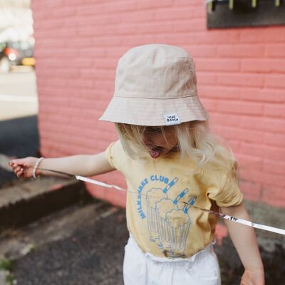 HARLAND Reversible Bucket Hat in Sand & Stripe