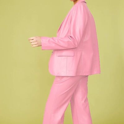Baby Pink Vegan Leather Blazer
