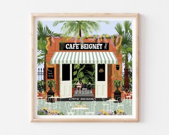 Café Beignet à la Nouvelle-Orléans Art Print / Affiche de voyage colorée / Art mural de cuisine 3