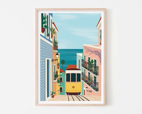 Lisbon Tram Art Print / Colourful Travel Poster / Living Room Wall Art