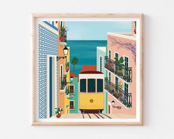 Lisbonne Tram Art Print / Affiche de voyage colorée / Art mural du salon 3