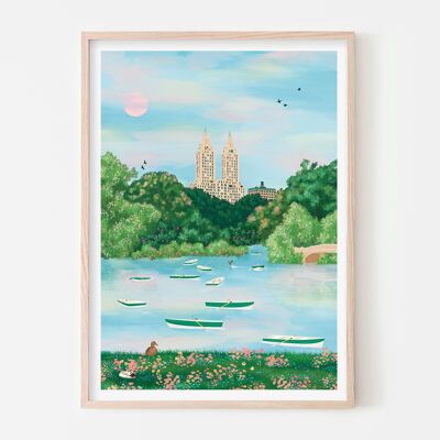 NYC Central Park Art Print / Affiche d’illustration / Art mural de chambre pastel