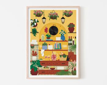 Impression d’art de cuisine espagnole / Affiche de cuisine illustrée / Art mural jaune 1