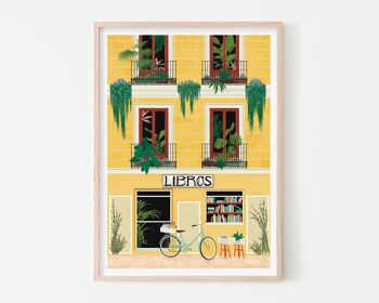 Madrid Libros Librairie Art Print / Affiche de voyage colorée / Art mural de chambre à coucher 1