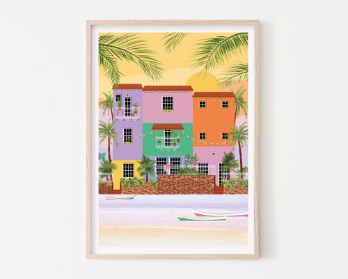 Venezuelan Beach Houses Art / Colourful Travel Poster / Nursery Wall Decor