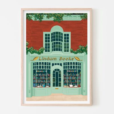 Lincoln England Buchhandlung Kunstdruck / Buntes Leseposter / Kinderzimmer Wandkunst
