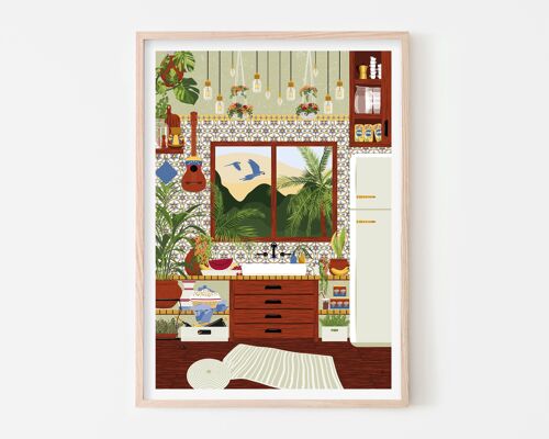 Venezuelan Kitchen Art Print / Cooking Kitchen Poster / Colourful Travel Wall Art