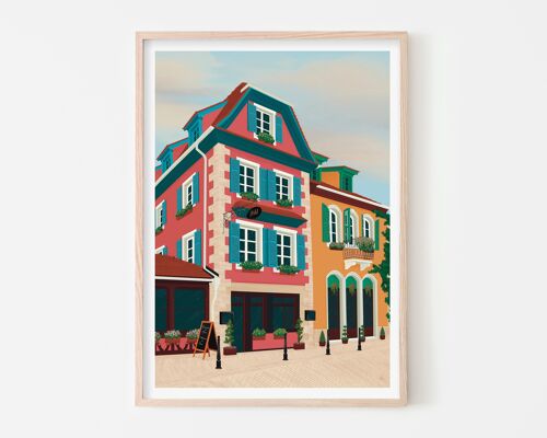 France Alsace Art Print / Colourful Travel Poster / Living Room Wall Art