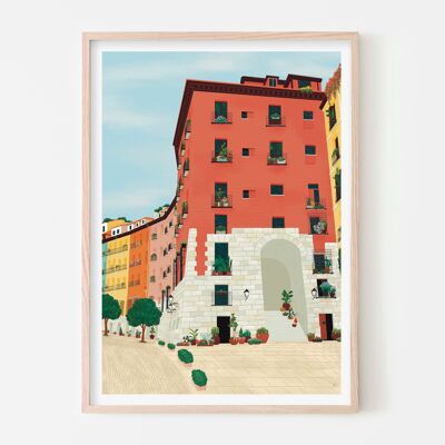 Stampa artistica Madrid Arco de Cuchilleros / Poster di viaggio colorato / Arte della parete del soggiorno