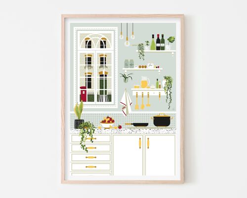 London English Kitchen Art Print / Mint Green Poster